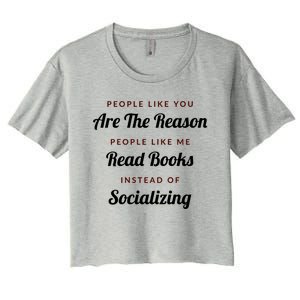 Introvert Antisocial Id Rather Be Reading Gift Women's Crop Top Tee