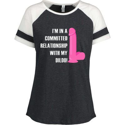 I Am In A Fixed Relationship To My Dildo Enza Ladies Jersey Colorblock Tee