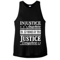 Injustice Anywhere Is A Threat To Justice Everywhere MLK Ladies PosiCharge Tri-Blend Wicking Tank
