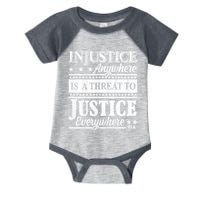 Injustice Anywhere Is A Threat To Justice Everywhere MLK Infant Baby Jersey Bodysuit