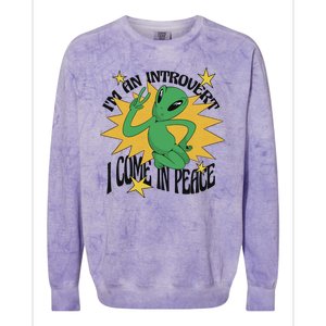 I'm An Introvert I Come In Peace Alien Colorblast Crewneck Sweatshirt