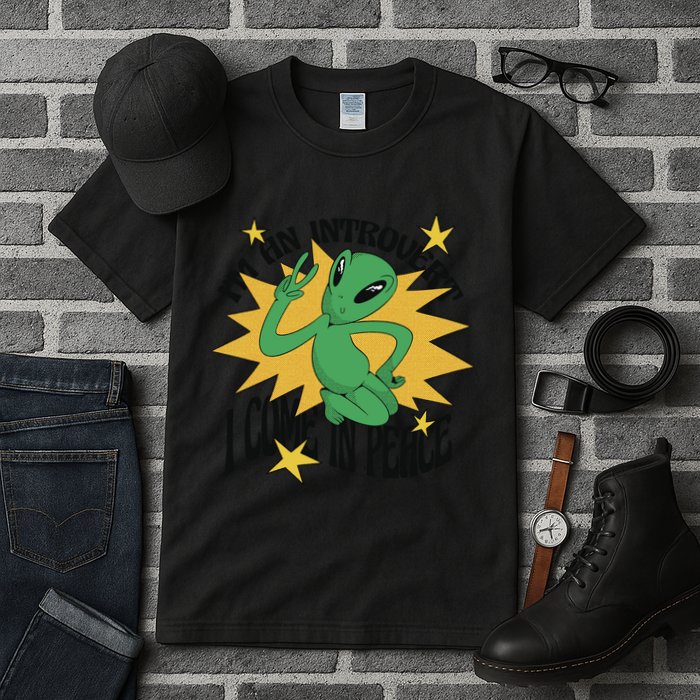 I'm An Introvert I Come In Peace Alien Tall T-Shirt
