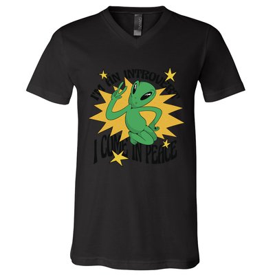I'm An Introvert I Come In Peace Alien V-Neck T-Shirt