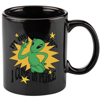 I'm An Introvert I Come In Peace Alien 11oz C Handle Ceramic Mug