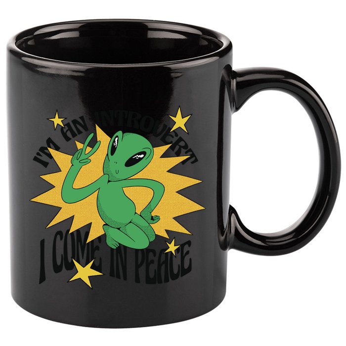 I'm An Introvert I Come In Peace Alien 11oz C Handle Ceramic Mug