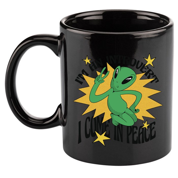 I'm An Introvert I Come In Peace Alien 11oz C Handle Ceramic Mug