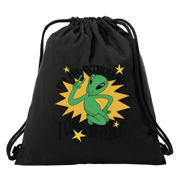 I'm An Introvert I Come In Peace Alien Drawstring Bag