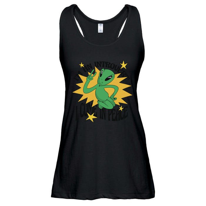 I'm An Introvert I Come In Peace Alien Ladies Essential Flowy Tank
