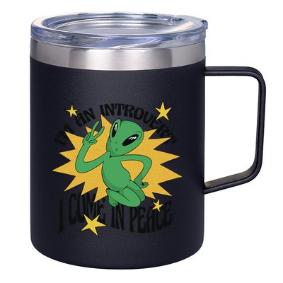 I'm An Introvert I Come In Peace Alien 12oz Stainless Steel Coffee Mug