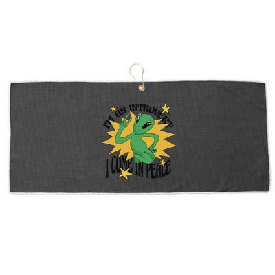 I'm An Introvert I Come In Peace Alien Large Microfiber Waffle Golf Towel