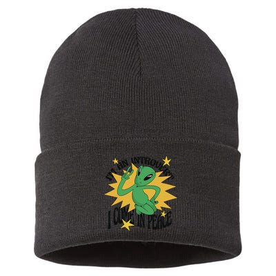 I'm An Introvert I Come In Peace Alien Sustainable Knit Beanie