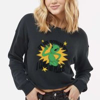 I'm An Introvert I Come In Peace Alien Cropped Pullover Crew