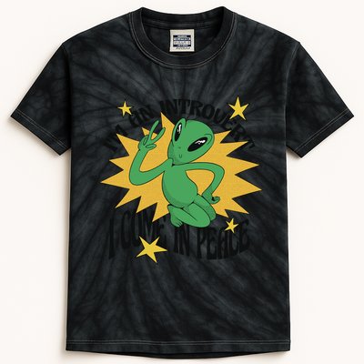 I'm An Introvert I Come In Peace Alien Kids Tie-Dye T-Shirt