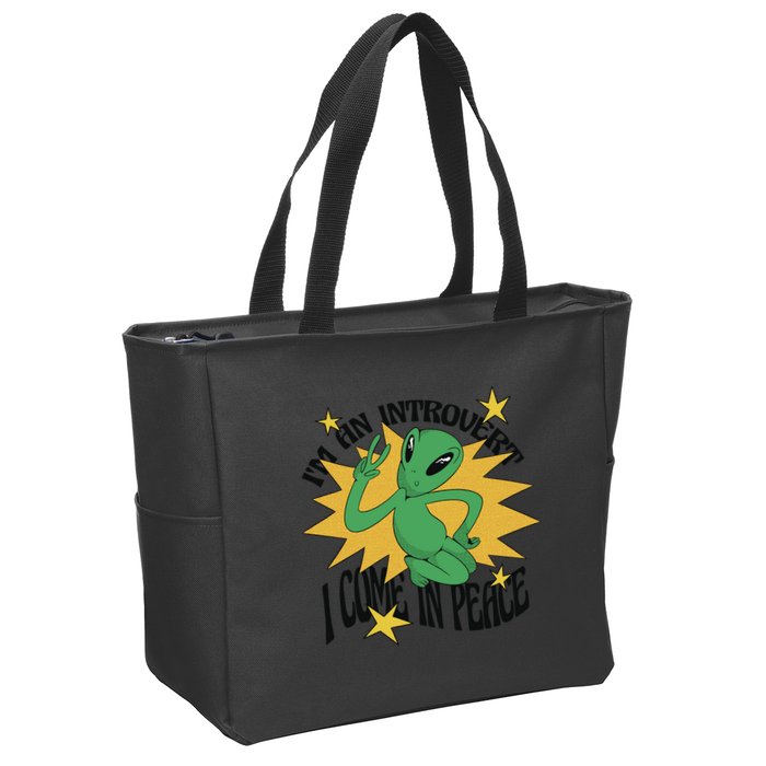 I'm An Introvert I Come In Peace Alien Zip Tote Bag