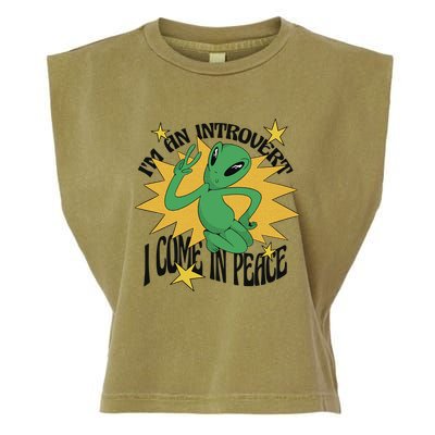 I'm An Introvert I Come In Peace Alien Garment-Dyed Women's Muscle Tee