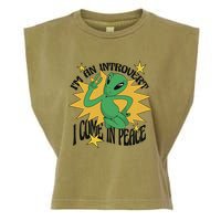 I'm An Introvert I Come In Peace Alien Garment-Dyed Women's Muscle Tee