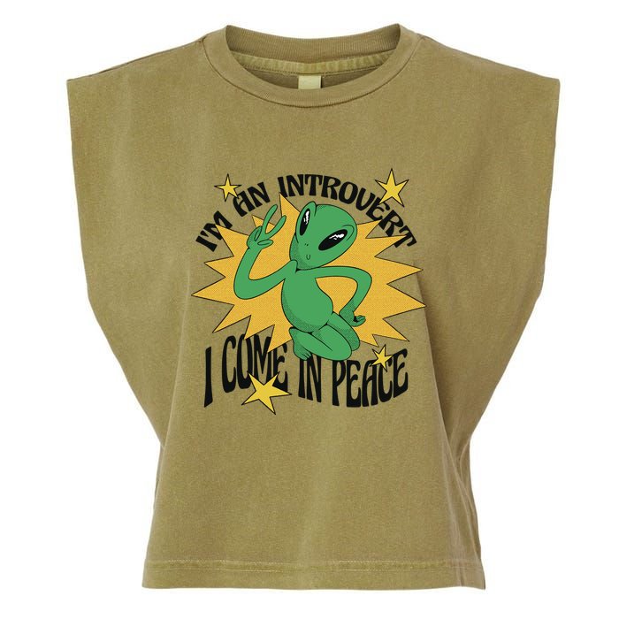 I'm An Introvert I Come In Peace Alien Garment-Dyed Women's Muscle Tee