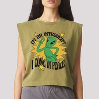 I'm An Introvert I Come In Peace Alien Garment-Dyed Women's Muscle Tee