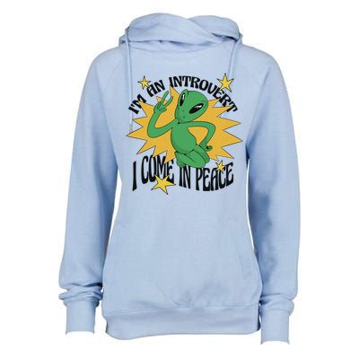 I'm An Introvert I Come In Peace Alien Womens Funnel Neck Pullover Hood