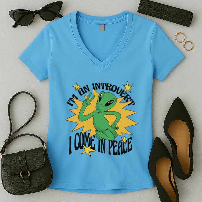 I'm An Introvert I Come In Peace Alien Women's V-Neck T-Shirt