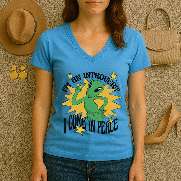 I'm An Introvert I Come In Peace Alien Women's V-Neck T-Shirt