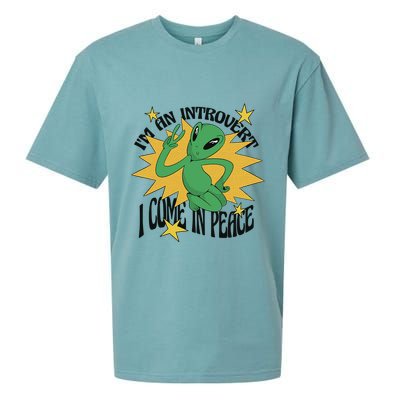 I'm An Introvert I Come In Peace Alien Sueded Cloud Jersey T-Shirt