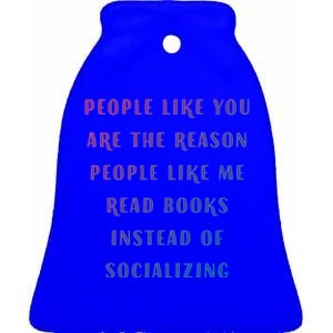 Introvert Antisocial Id Rather Be Reading Gift Ceramic Bell Ornament