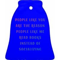 Introvert Antisocial Id Rather Be Reading Gift Ceramic Bell Ornament