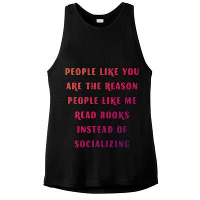 Introvert Antisocial Id Rather Be Reading Gift Ladies PosiCharge Tri-Blend Wicking Tank
