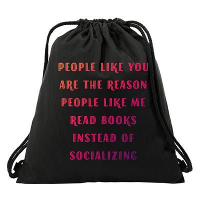 Introvert Antisocial Id Rather Be Reading Gift Drawstring Bag