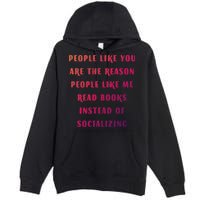 Introvert Antisocial Id Rather Be Reading Gift Premium Pullover Hoodie