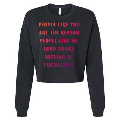 Introvert Antisocial Id Rather Be Reading Gift Cropped Pullover Crew