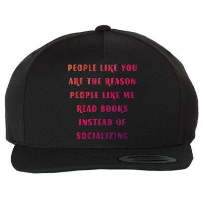 Introvert Antisocial Id Rather Be Reading Gift Wool Snapback Cap