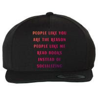 Introvert Antisocial Id Rather Be Reading Gift Wool Snapback Cap