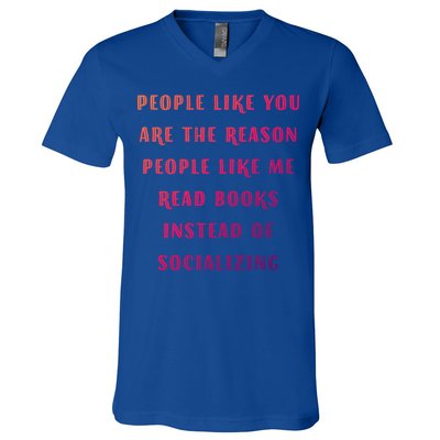 Introvert Antisocial Id Rather Be Reading Gift V-Neck T-Shirt