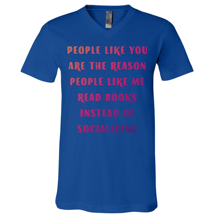 Introvert Antisocial Id Rather Be Reading Gift V-Neck T-Shirt