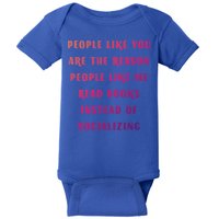 Introvert Antisocial Id Rather Be Reading Gift Baby Bodysuit