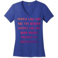 Introvert Antisocial Id Rather Be Reading Gift Women's V-Neck T-Shirt