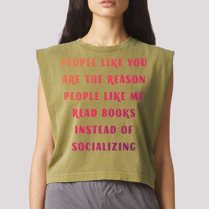 Introvert Antisocial Id Rather Be Reading Gift Garment-Dyed Women's Muscle Tee