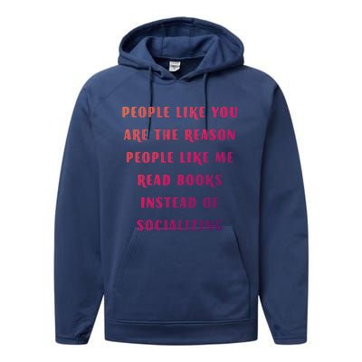 Introvert Antisocial Id Rather Be Reading Gift Performance Fleece Hoodie