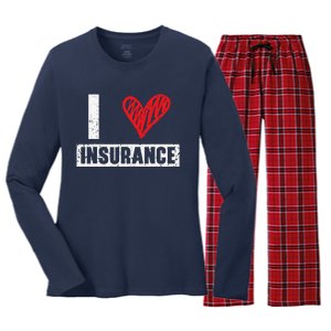 Insurance Agent I Love Financial Advisor Finance Organizer Women's Long Sleeve Flannel Pajama Set 