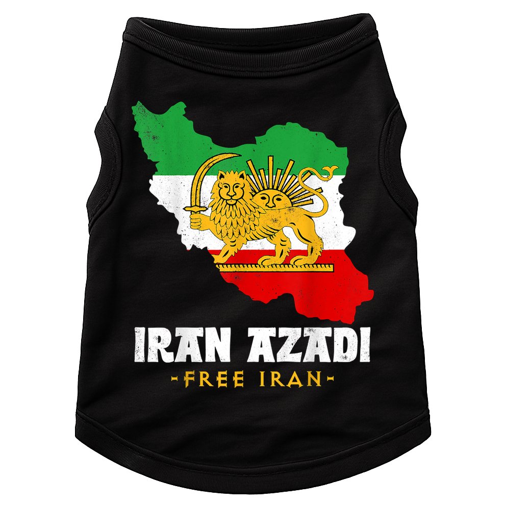 IRAN AZADI Iran Flag Map Lion Sun Sword Free Iran Revolution Doggie Tank