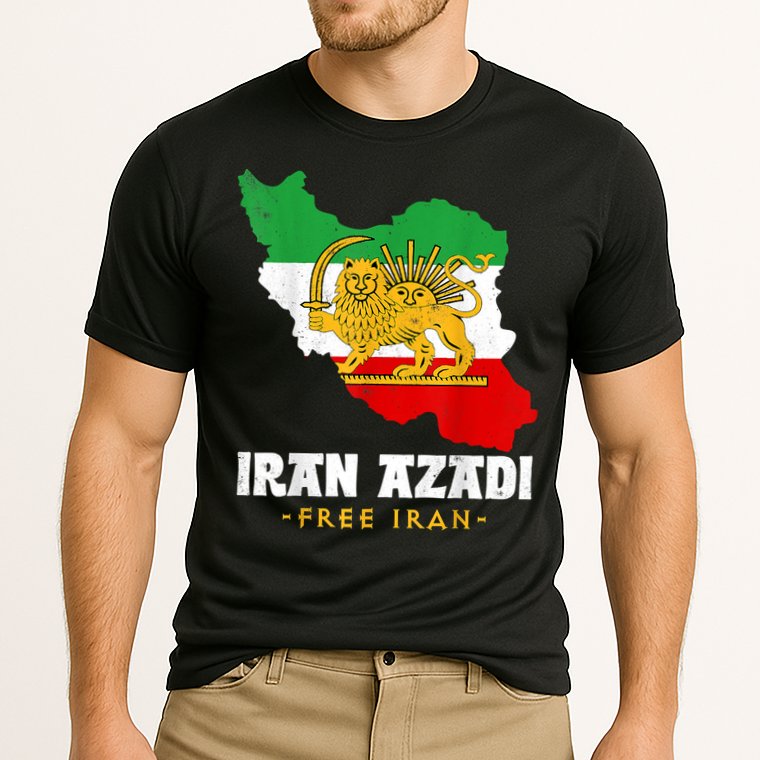IRAN AZADI Iran Flag Map Lion Sun Sword Free Iran Revolution Performance Shirt