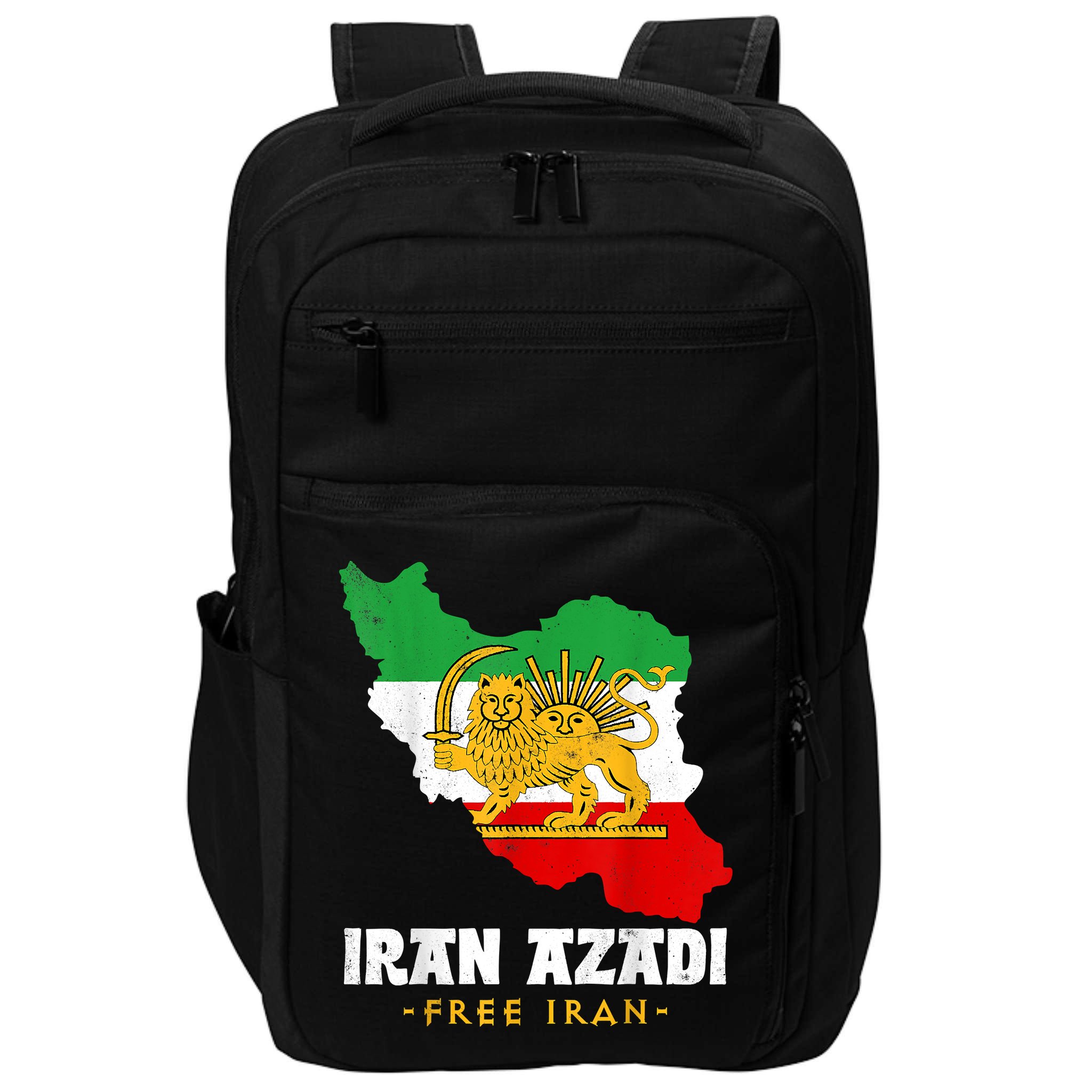 IRAN AZADI Iran Flag Map Lion Sun Sword Free Iran Revolution Impact Tech Backpack