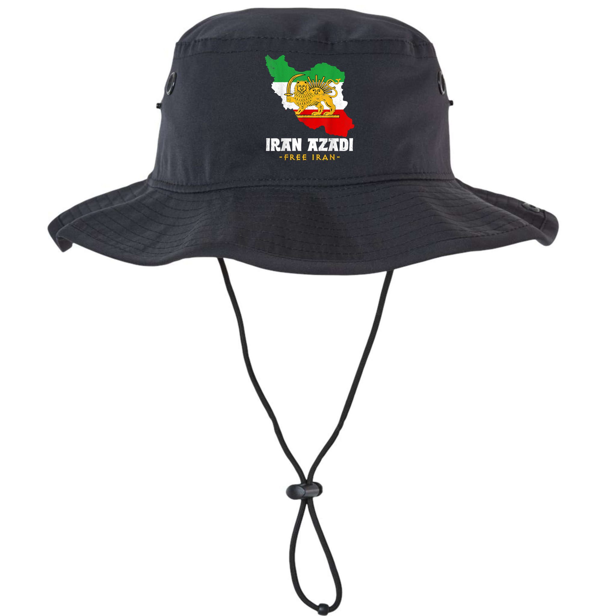IRAN AZADI Iran Flag Map Lion Sun Sword Free Iran Revolution Bucket Hat