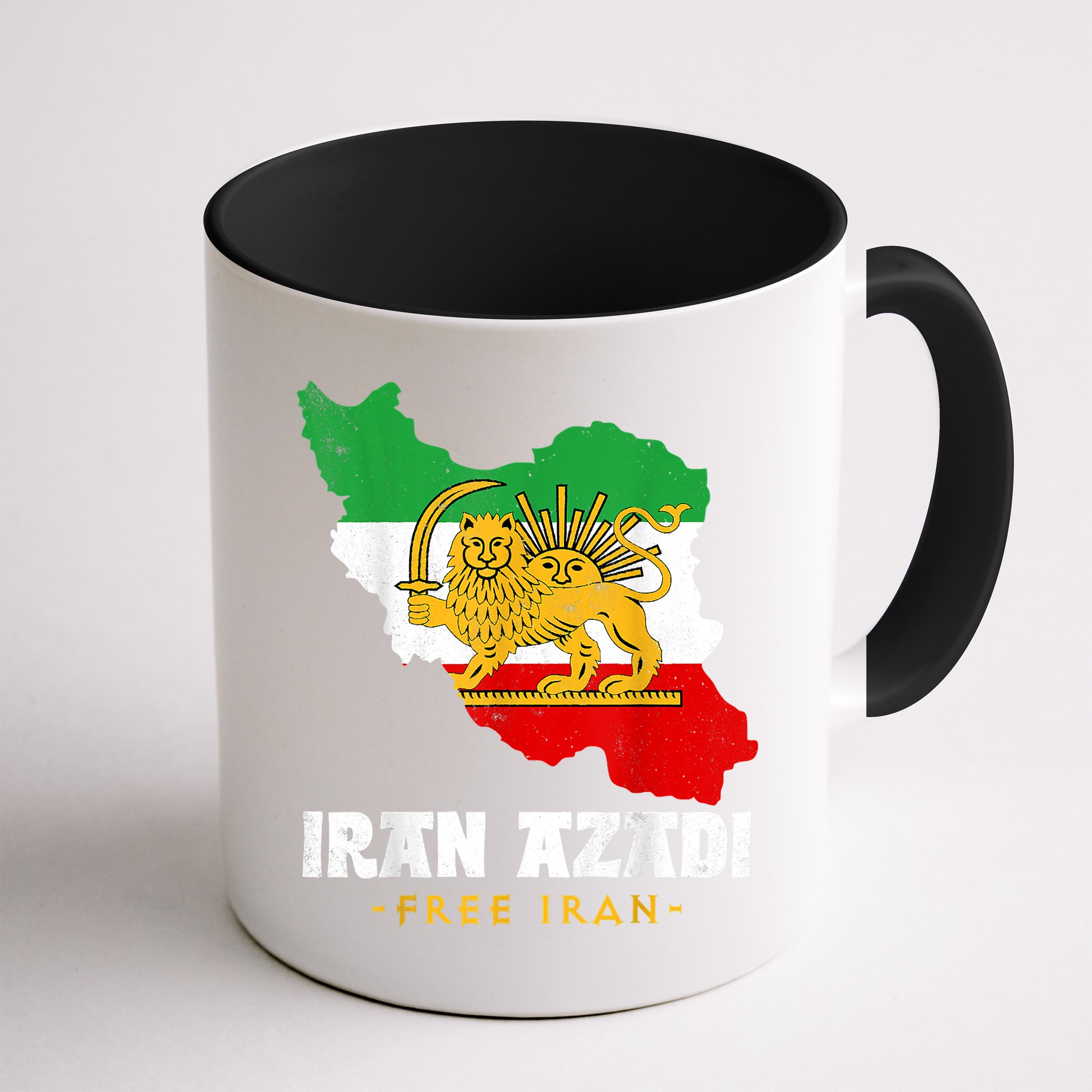 IRAN AZADI Iran Flag Map Lion Sun Sword Free Iran Revolution Mug