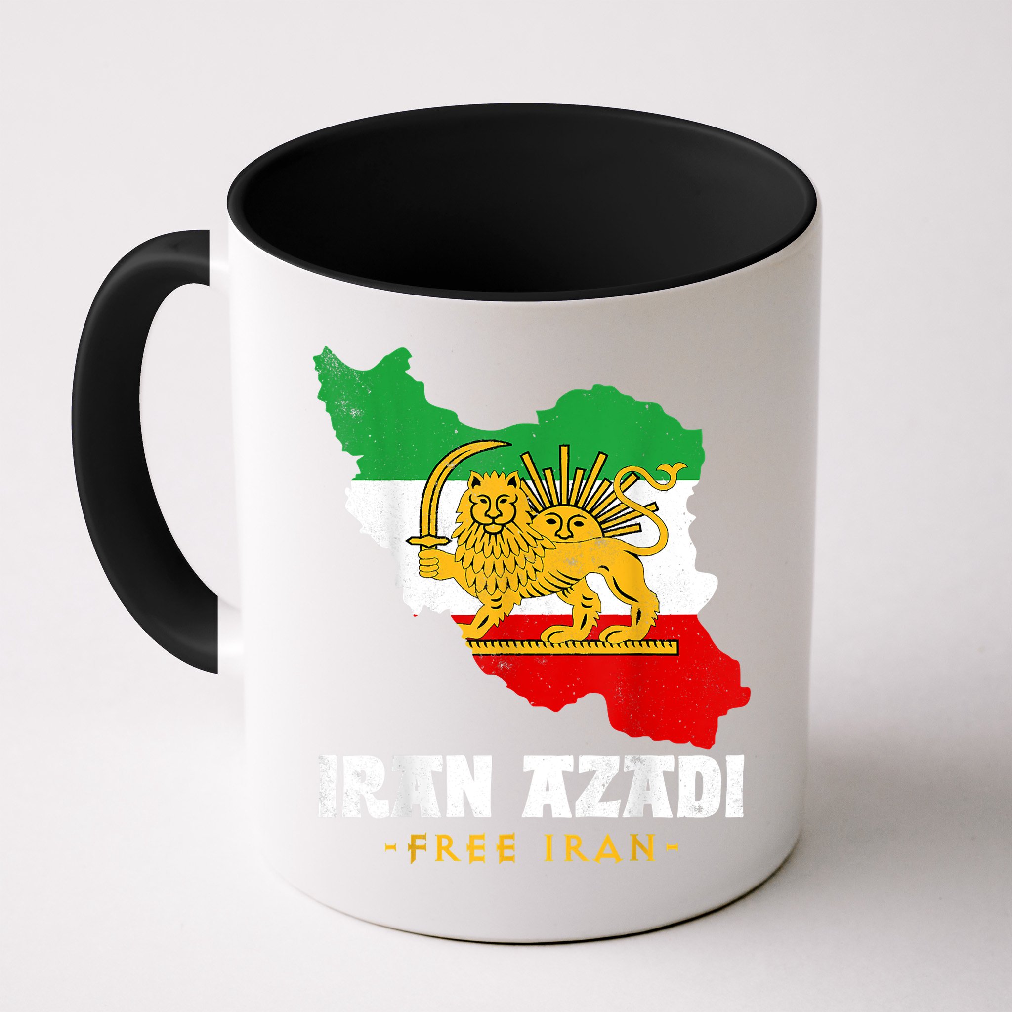 IRAN AZADI Iran Flag Map Lion Sun Sword Free Iran Revolution Mug