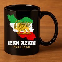 IRAN AZADI Iran Flag Map Lion Sun Sword Free Iran Revolution 11oz C Handle Ceramic Mug