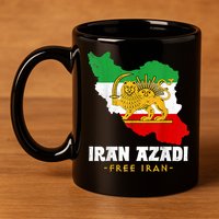 IRAN AZADI Iran Flag Map Lion Sun Sword Free Iran Revolution 11oz C Handle Ceramic Mug