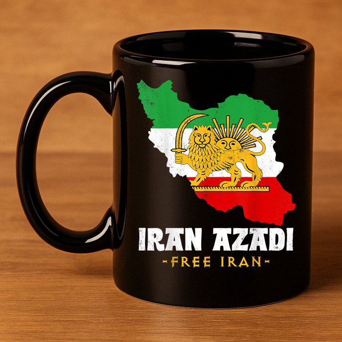 IRAN AZADI Iran Flag Map Lion Sun Sword Free Iran Revolution 11oz C Handle Ceramic Mug